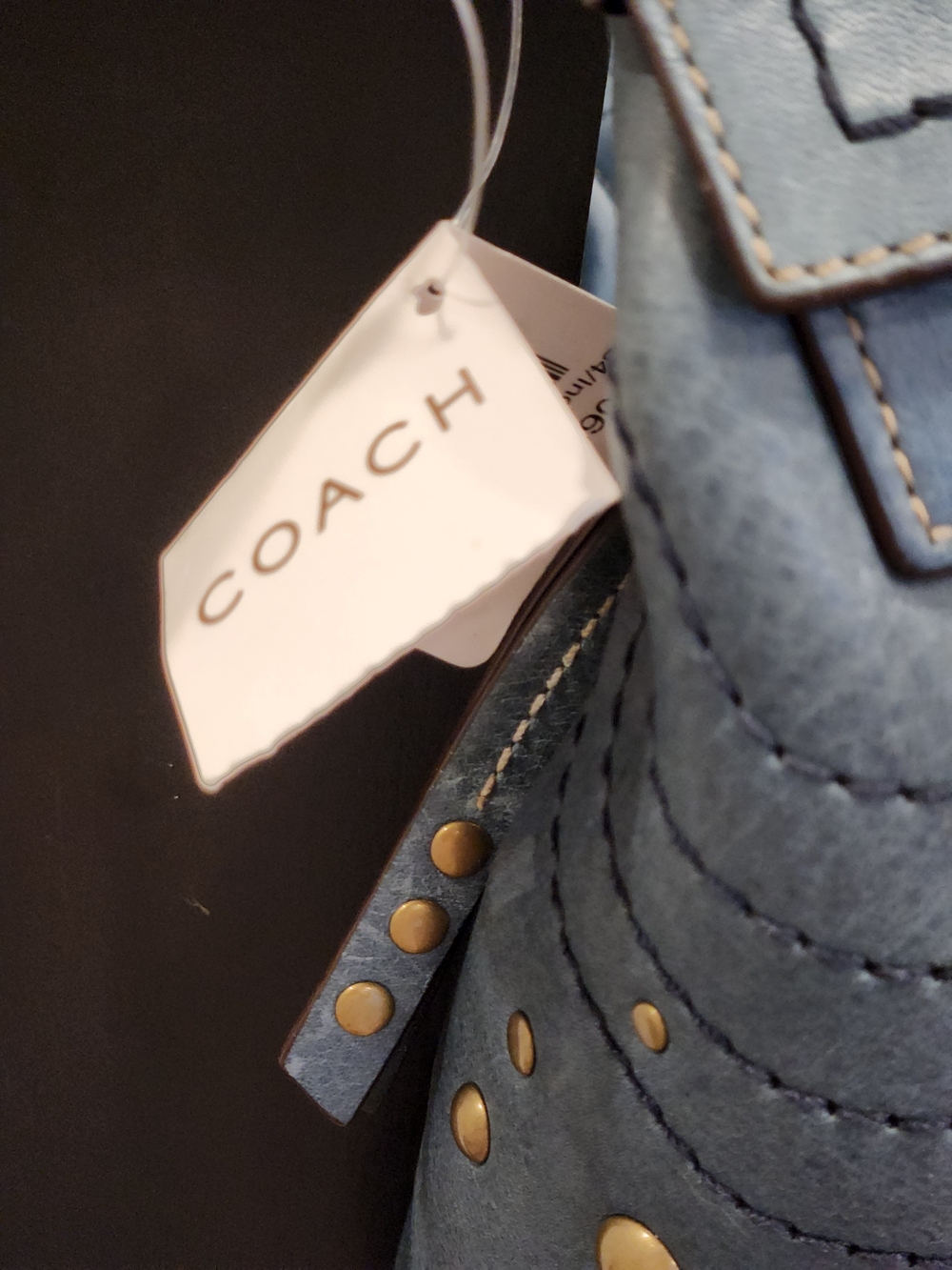 NWT Vintage 00s COACH Mia 10063 Studded Leather Hobo Bag Handbag Satchel Blue - Picture 3 of 9